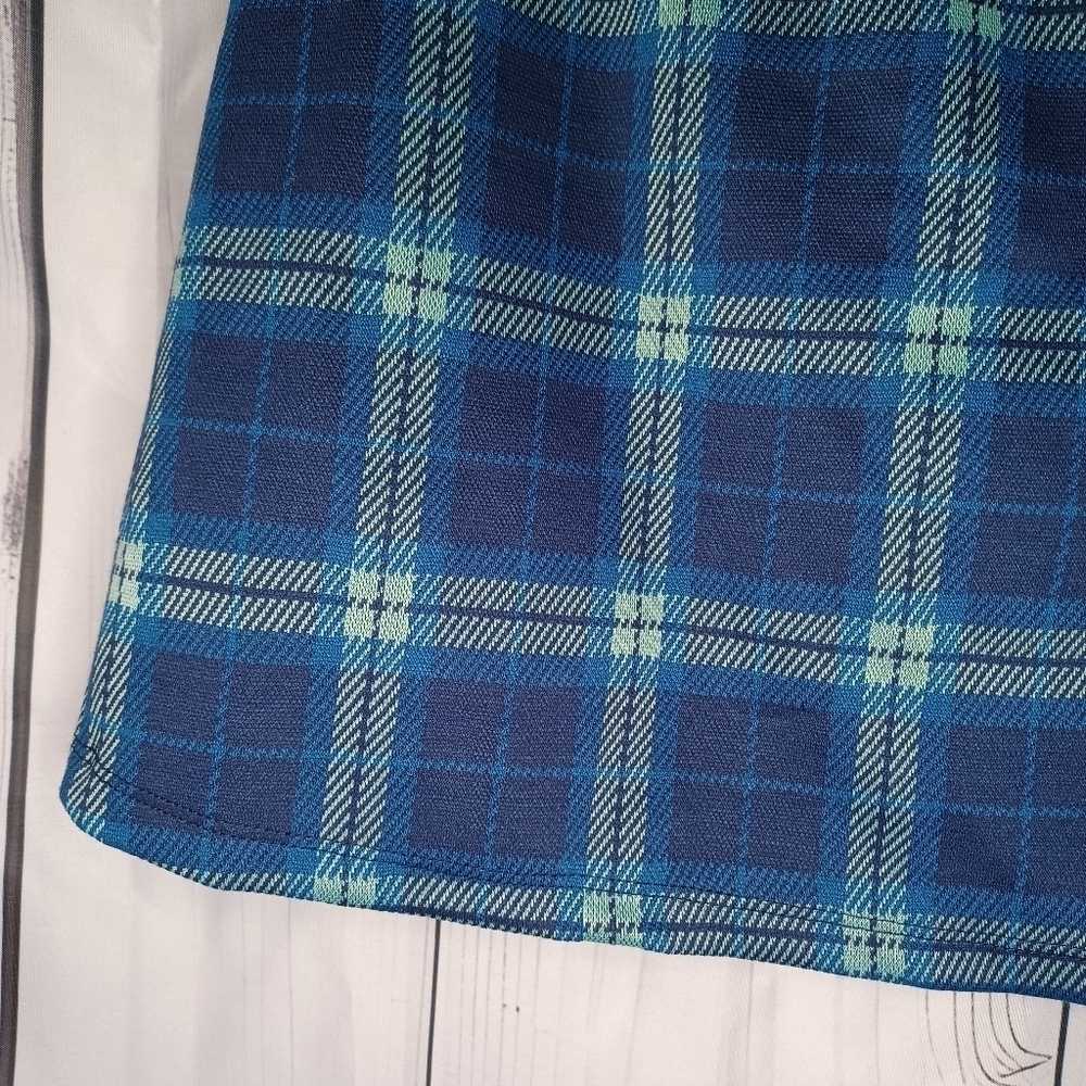 SO blue plaid buttoned faux wrap preppy 90’s Y2K schoolgirl mini skirt NWT - Picture 12 of 15